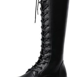New Knee High Combat Boots - Black - 8